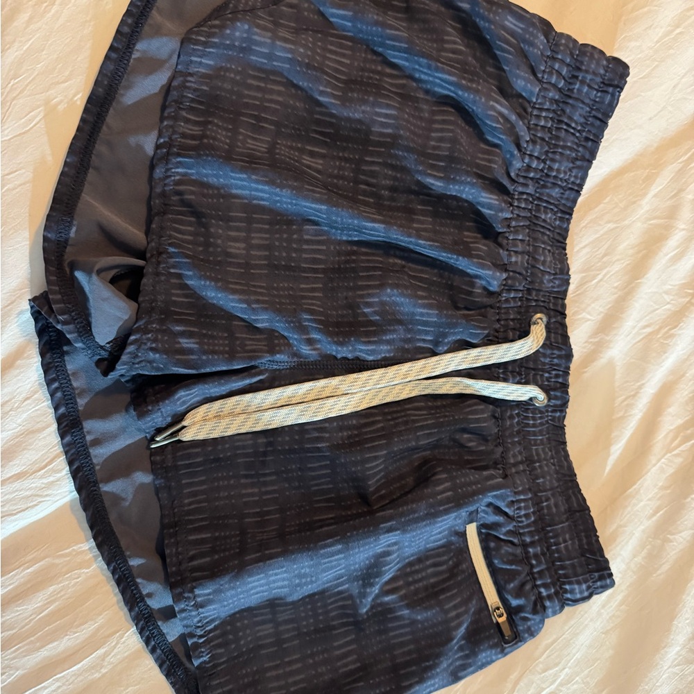 Vuori Navy Athletic Shorts with Drawstring and Sheen